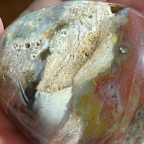 Ocean Jasper palm stone crystal natural druzy orbicular orbs red jelly white yel - Picture 13 of 14